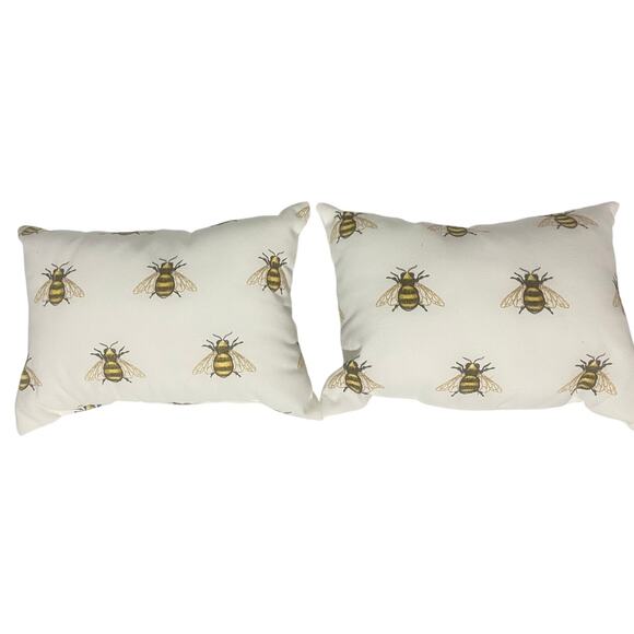 Hobby Lobby Embroidered Bee Throw Accent Pillow 10" x 14" Lot of 2 - Picture 5 of 5